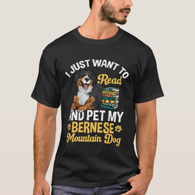 Camiseta Bernese Mountain Dog Read Books (Frente)