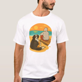 Camiseta Bernese Mountain Dog Sunset Beach Companion