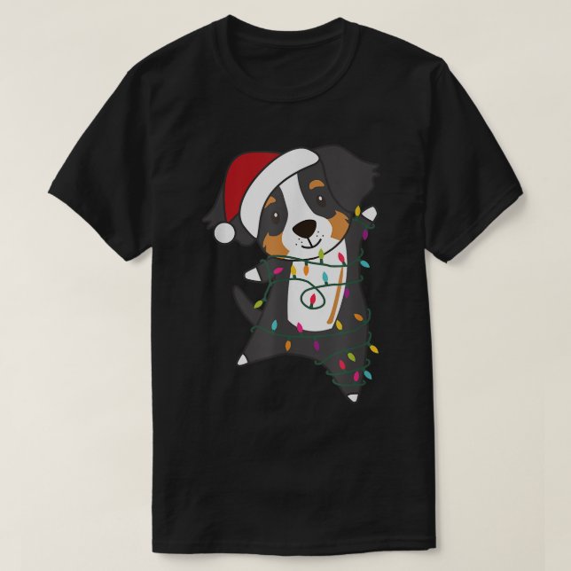 Camiseta Bernese Mountain Feliz De Natal Cachorros De Fada (Frente do Design)