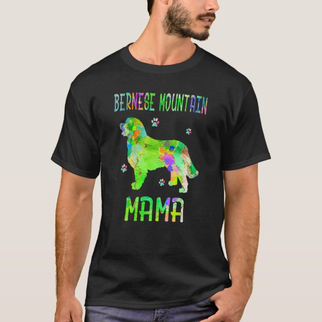 Camiseta Bernese Mountain Mama Cachorro Colorido Mãe (Frente)