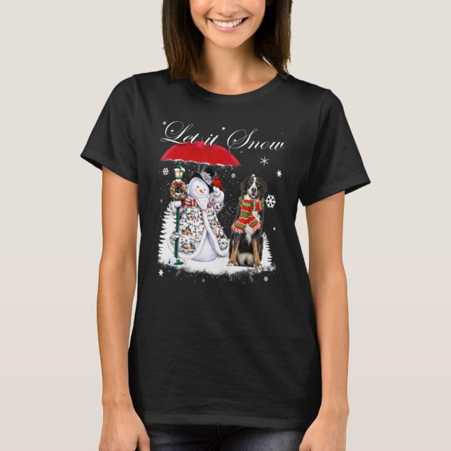 Camiseta Bernese Mountain Papais noeis Cachorro Natal Snowm (Frente)