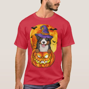 Camiseta Bernese Mountain Witch Pumpkin Cão de Halloween