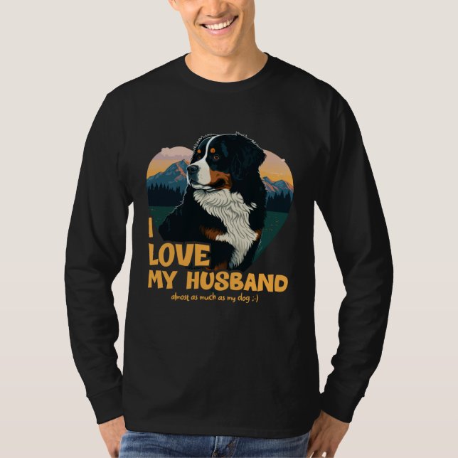Camiseta Bernesemountaindog With Heart  I Love My Husband (Frente)