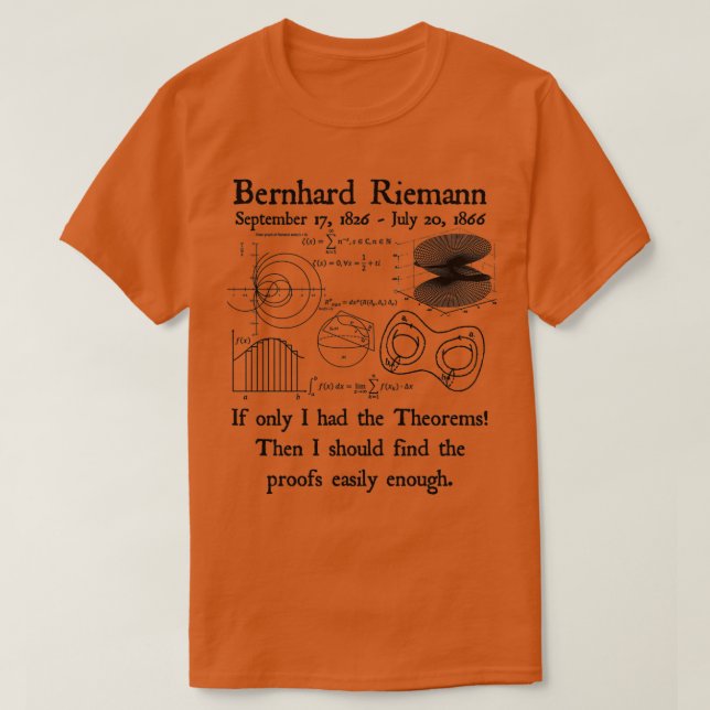 Camiseta Bernhard Riemann Teoremas Prova Suficiente (Frente do Design)