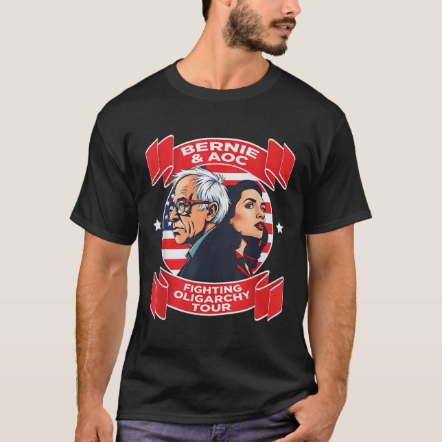 Camiseta Bernie &amp; Aoc Fighting Oligarchy Shirt (Frente)