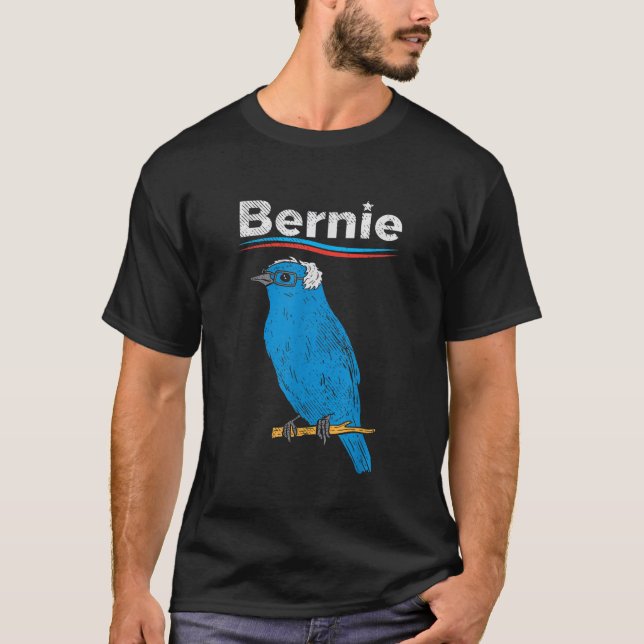 Camiseta Bernie Sanders Blue Bird Glass Eleições 2020 (Frente)