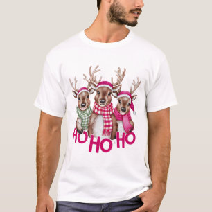Camiseta Berrendas de Aquarela de Natal e HO HO