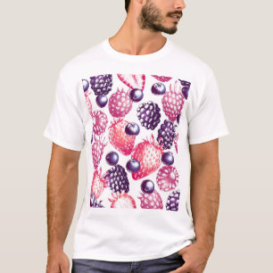 Camiseta Berries Frescos: Fundo Colorido Vintage.