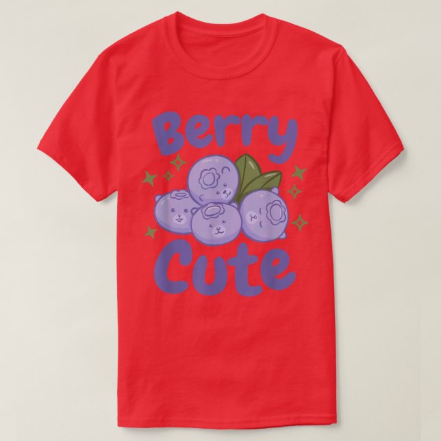 Camiseta Berry Cute Kawaii Blueberries with Bear Faces  (Frente do Design)