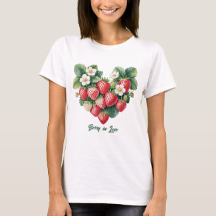 Camiseta Berry in Love - Romântica Strawberry Floral T-Shir