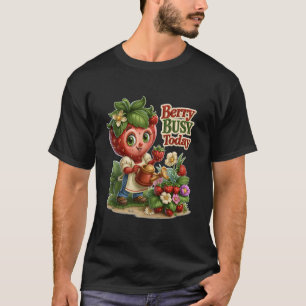 Camiseta Berry Ocupada Hoje Lindamente Morango Jardineira