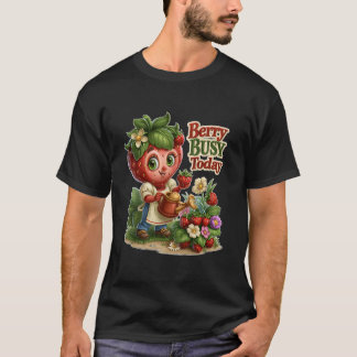 Camiseta Berry Ocupada Hoje Lindamente Morango Jardineira