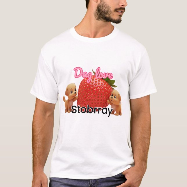 Camiseta "Berry Paws: Cachorro Amor e Design de Morango" (Frente)