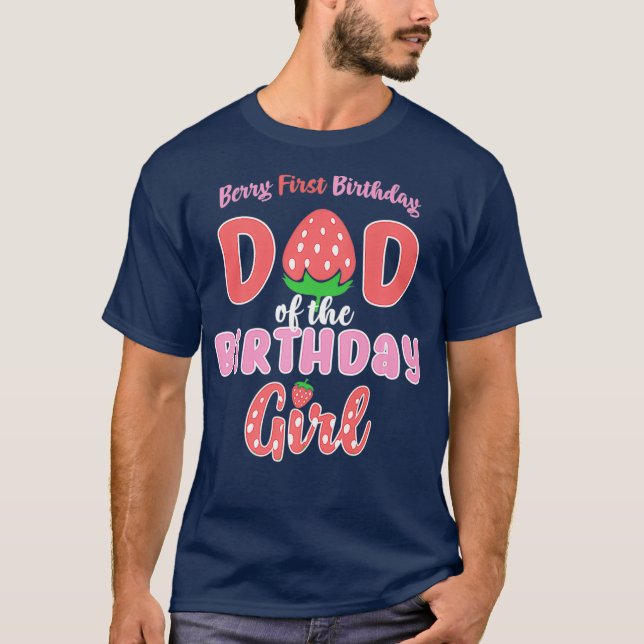 Camiseta Berry Primeiro Pai de Aniversário da Garota de Ani (Frente)
