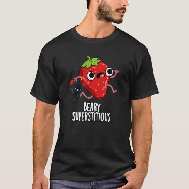 Camiseta Berry Superstitious Funny Fruta Pun Dark BG (Frente)