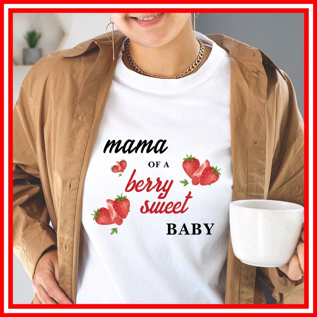 Camiseta Berry Sweet Strawberry Chá de fraldas Mama (Criador carregado)