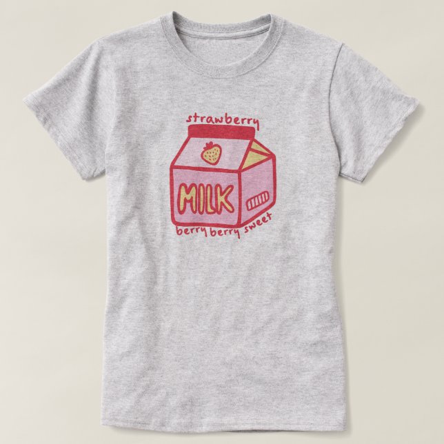 Camiseta Berry Sweet Strawberry milk (Frente do Design)