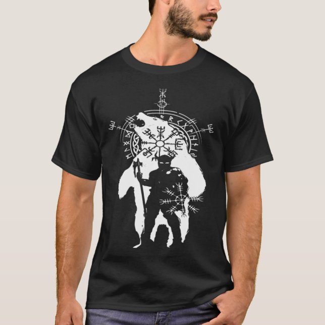 Camiseta Berserk Bear Warrior Odin Runes Norse Compass Viki (Frente)
