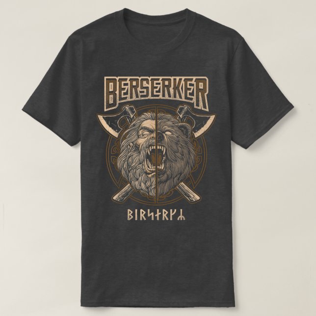 Camiseta Berserker Viking Norse Pagan Bear Warrior (Frente do Design)