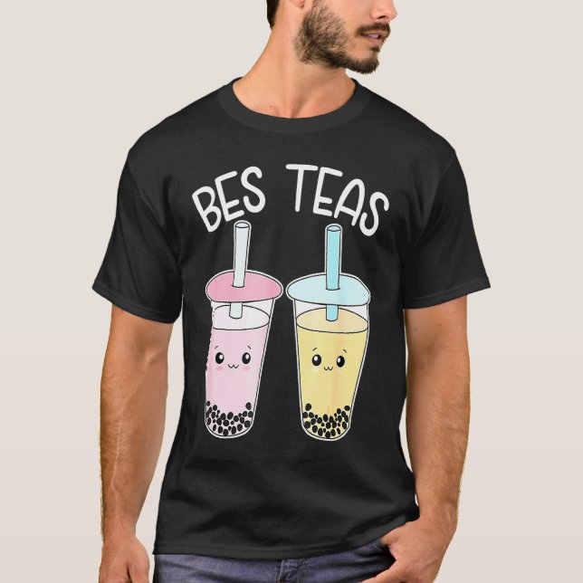 Camiseta Bes Teas Boba Tea Besties Bubble Tea Cute Boba Bes (Frente)