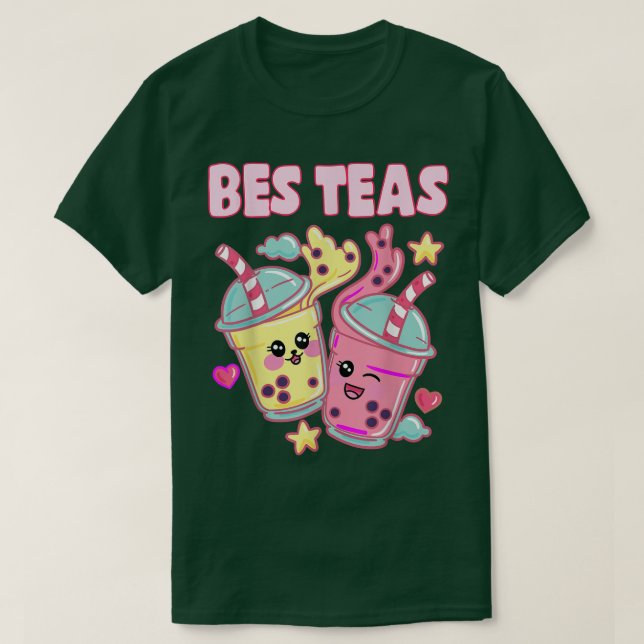 Camiseta Bes Teas Cute Bubble Tea Besties Melhor Amigo Kawa (Frente do Design)