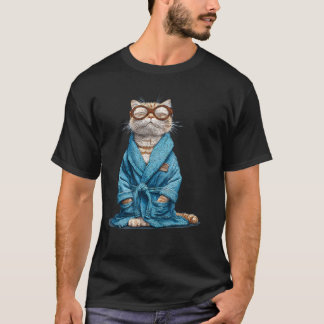Camiseta Bespectacled Bathrobe Cat For Sleeping