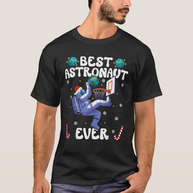 Camiseta Best Astronaut Ever Christmas Basketball Holiday C (Frente)