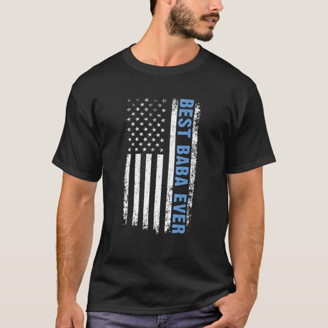 Camiseta Best Baba Ever 4th Of July American Flag Patriotic (Frente)