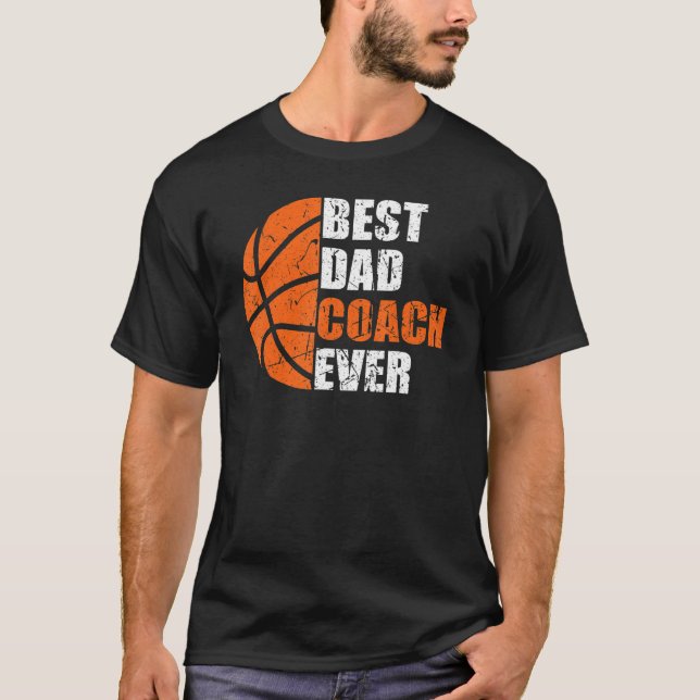 Camiseta Best Basketball Dad Coach Ever Fathers Day Retro B (Frente)