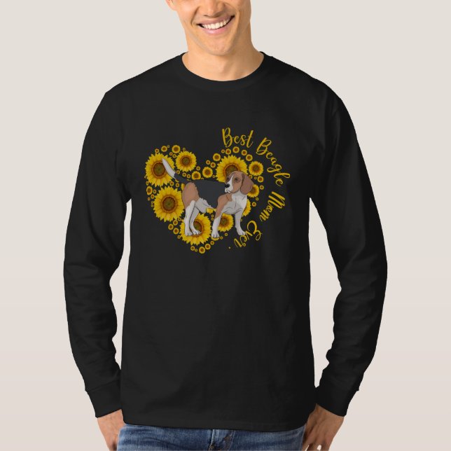 Camiseta Best Beagle Mom Sunflower Heart  Mother s Day (Frente)