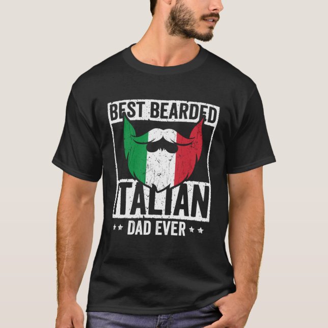 Camiseta Best Bearded Italian Dad Ever Italian Roots Flag H (Frente)