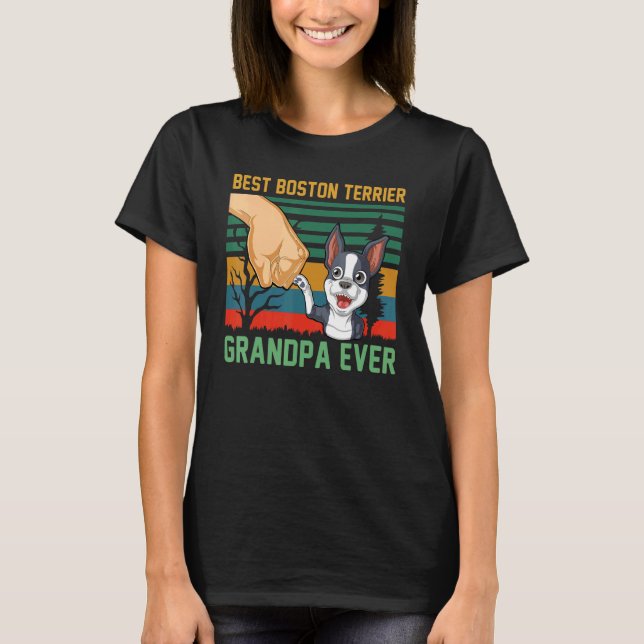 Camiseta Best Boston Terrier Grandpa Alguma Vez Retro Vinta (Frente)