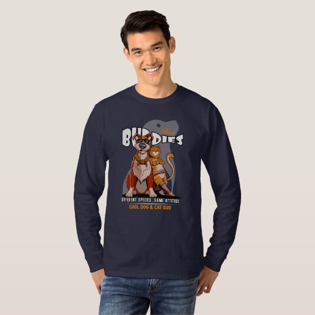 Camiseta Best Buddy (Dark mode) | Men's Long Sleeve (Frente Completa)