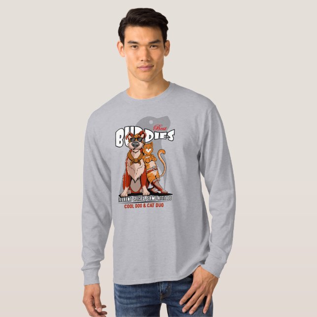 Camiseta Best Buddy (Light mode) | Men's Long Sleeve (Frente Completa)