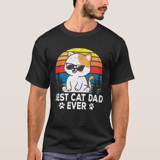 Camiseta Best Cat Dad Cute Cats Owner Pet Animals  Graphic (Frente)