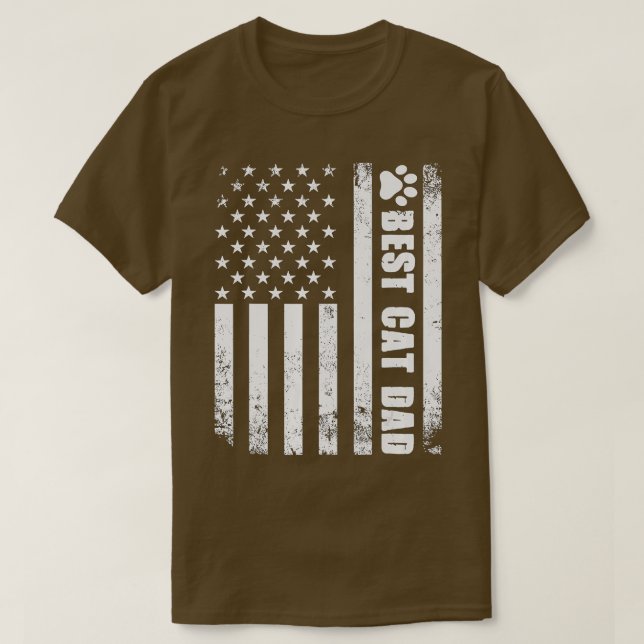 Camiseta Best Cat Dad Ever American Flag Camo  For Fathers  (Frente do Design)