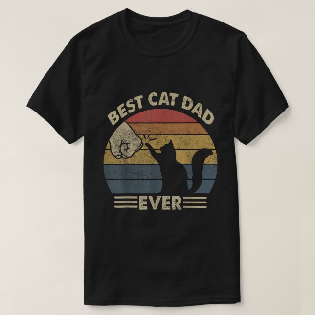 Camiseta Best Cat Dad Ever Funny Retro Fist Bump (Frente do Design)