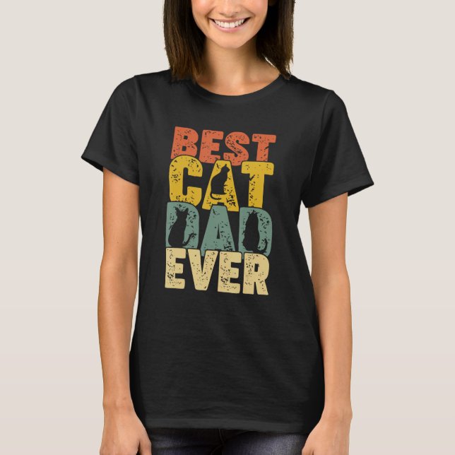 Camiseta Best Cat Dad Ever  Retro Dad Cat (Frente)