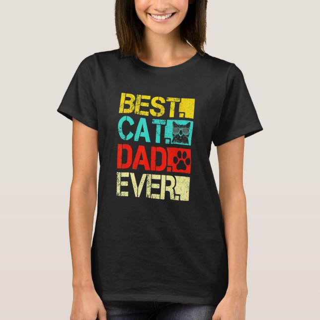 Camiseta Best Cat Dad Ever Retro Fathers Day  Cat (Frente)