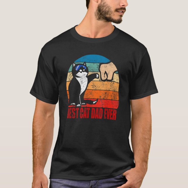 Camiseta Best Cat Dad Ever Retro Fathers Day Daddy Paw Fist (Frente)