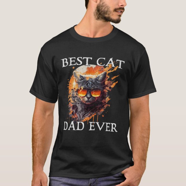 Camiseta Best Cat Dad Ever Retro Grunge Cat Owner Cat (Frente)