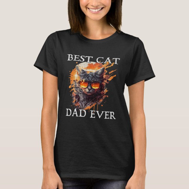 Camiseta Best Cat Dad Ever Retro Grunge Cat Owner Cat (Frente)