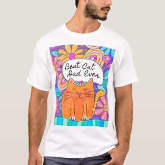 Camiseta Best Cat Dad Ever Watercolor Cat Lover tee shirt