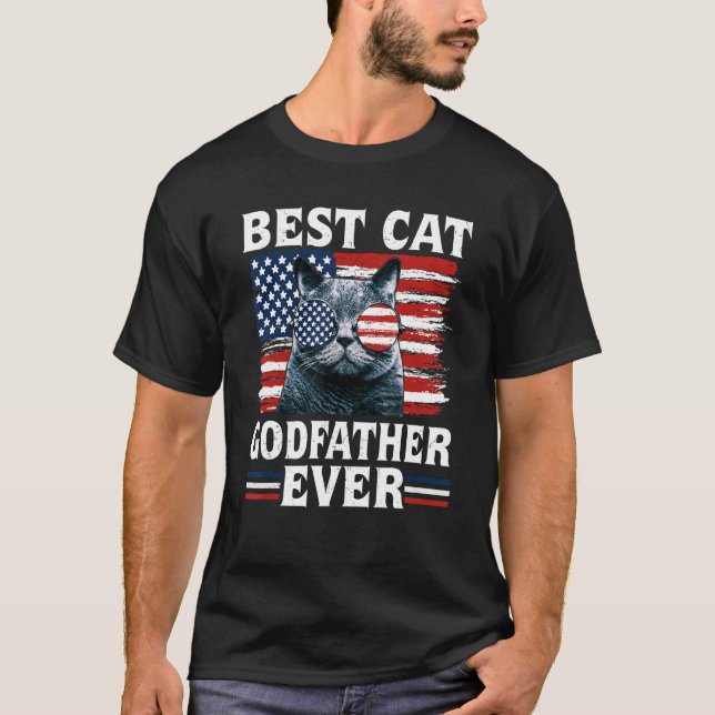 Camiseta Best Cat Godfather Ever American Flag Patriotic 4t (Frente)
