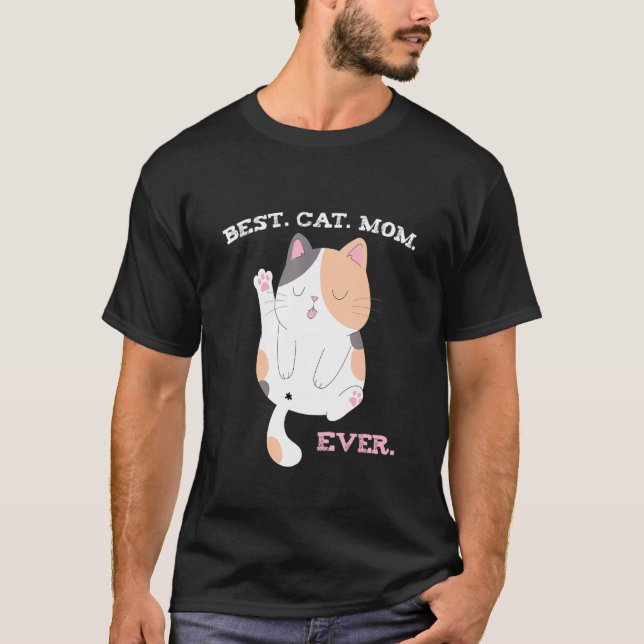 Camiseta Best Cat Mom Ever    Cute Calico (Frente)