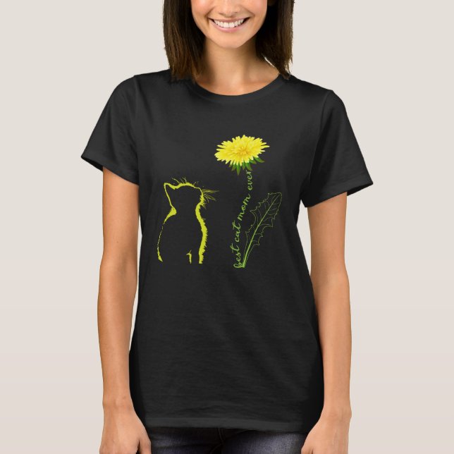 Camiseta Best Cat Mom Ever Flower Cat Mom Dandelion Mother  (Frente)