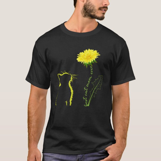 Camiseta Best Cat Mom Ever Flower Cat Mom Dandelion Mother  (Frente)
