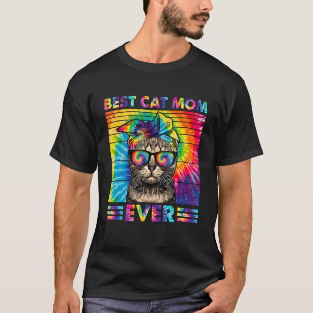 Camiseta Best Cat Mom Ever Tie Dye Cat Mommy Mother's Day H (Frente)