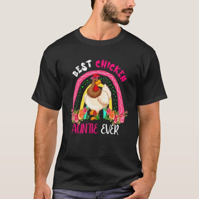 Camiseta Best Chicken Auntie Ever Cute Chicken Bow Tie Moth (Frente)