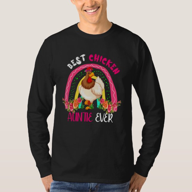 Camiseta Best Chicken Auntie Ever Cute Chicken Bow Tie Moth (Frente)